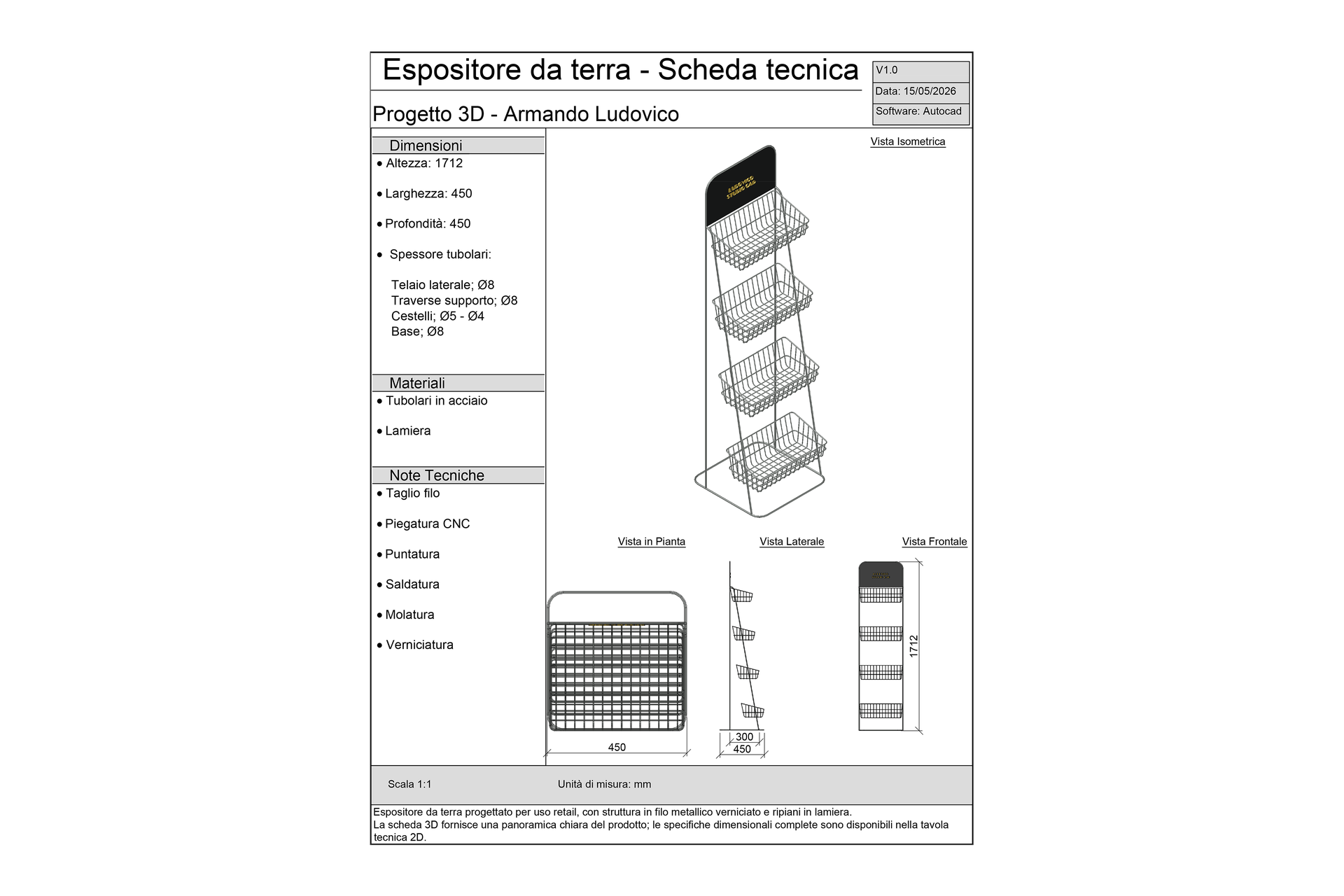 Espositore da Terra - Scheda Tecnica 3D
